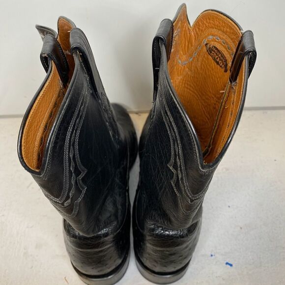 LUCCHESE 2000, MEN'S OSTRICH BOOTS, SIZE: 10D COLOR: BLACK, - Picture 2 of 9